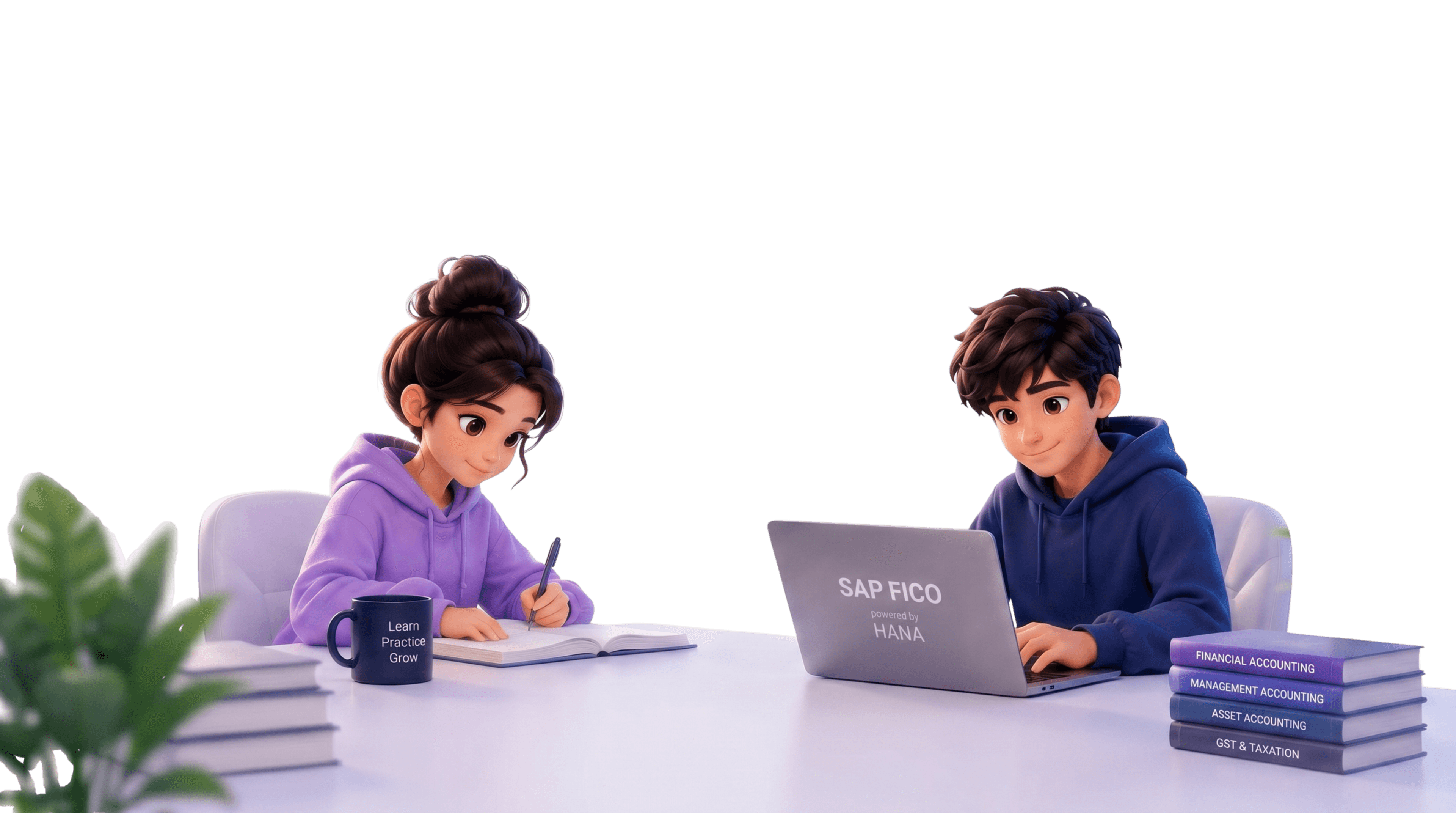 Students learning SAP FICO — two students working on laptops
